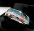 Men's 8mm Tungsten Cupid's Arrow Turquoise Meteorite Inspired Comfort-Fit Band